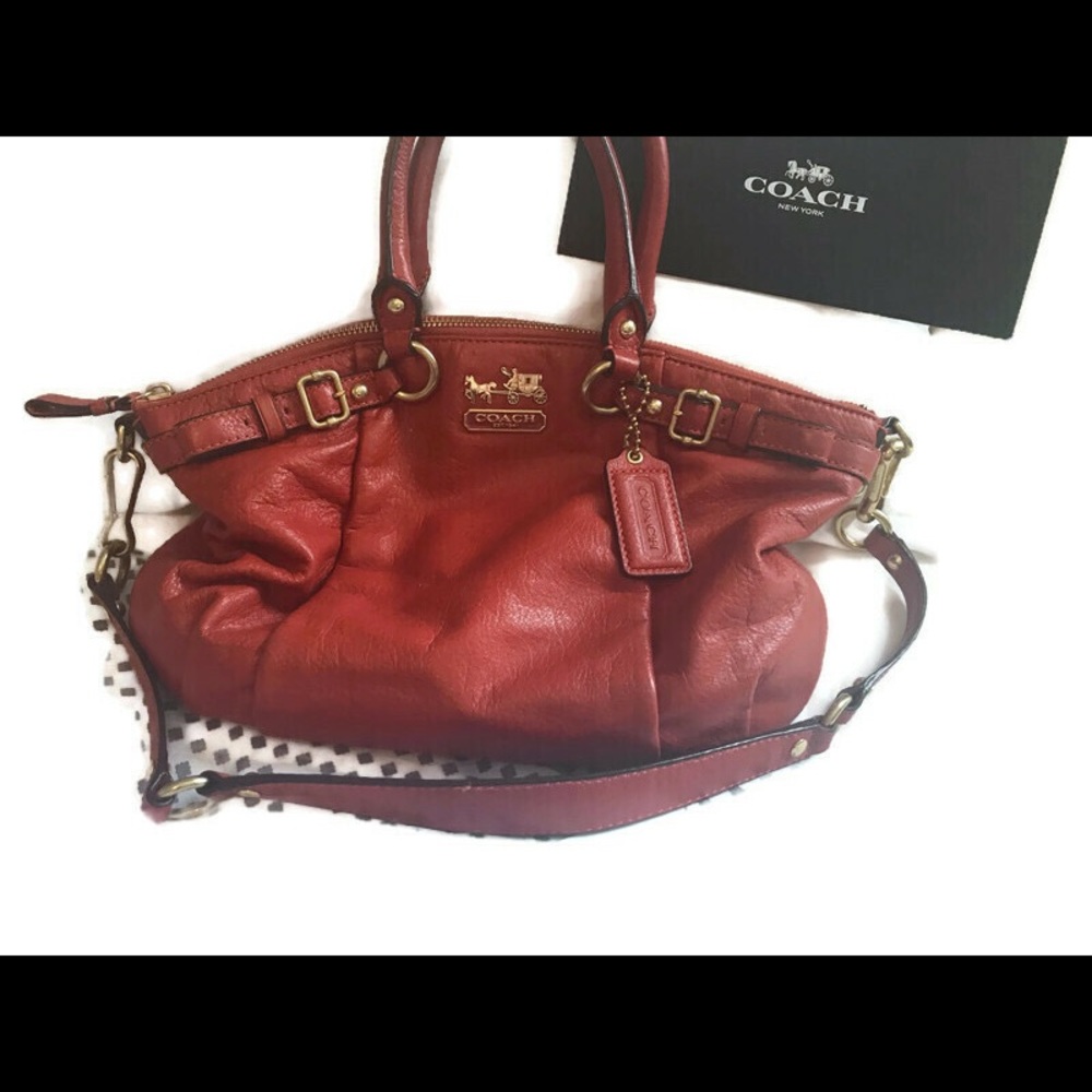 COACH Leather Satchel bag. Orange EUC - Picture 2 of 8